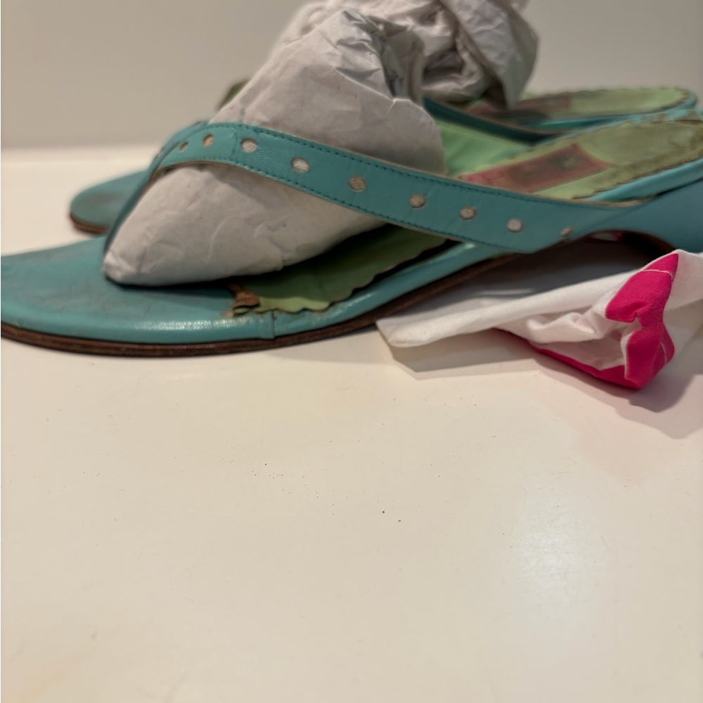 Lilly Pulitzer Turquoise Studded Sandals